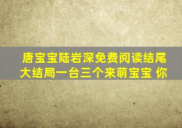 唐宝宝陆岩深免费阅读结尾大结局一台三个来萌宝宝 你